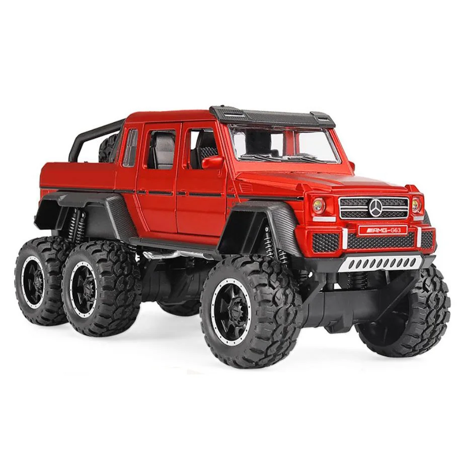 1:32 Масштаб автомобиля Горячий пикап колеса литой автомобиль benz amg g63 6x6 металлическая модель с светильник и звуком сплава коллекция игрушек - Цвет: Красный