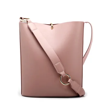 

Female retro simple metal buckle one shoulder hand bucket bag leather bucket bag lykj-yx