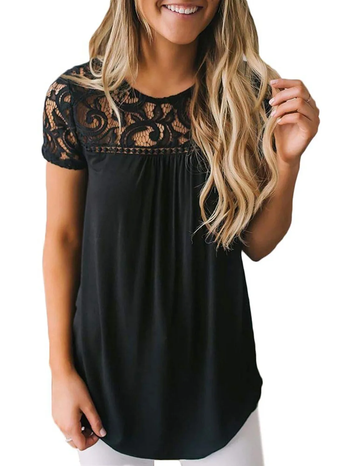 

Europe and the United States Female Summer New Fashion Lace Short Tops Women tshirt FOR 2020 Casual