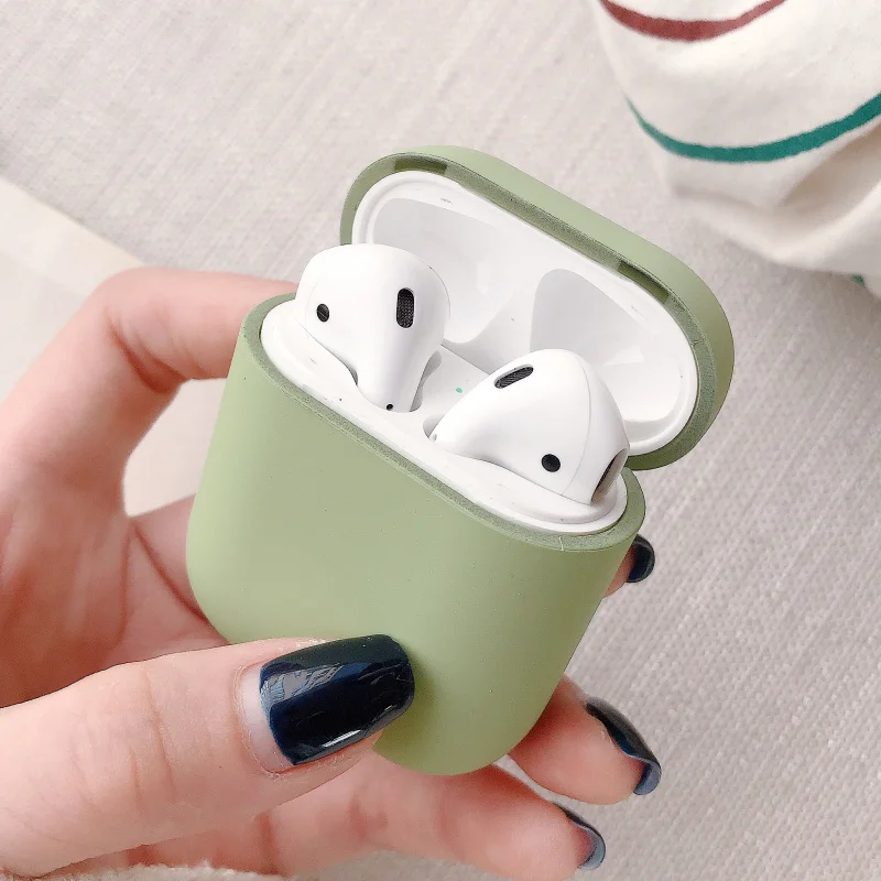 Простой карамельный цвет для airpods чехол матовый ощущение наушники PC чехол для Apple bluetooth гарнитура чехол для airpods 2 Чехол