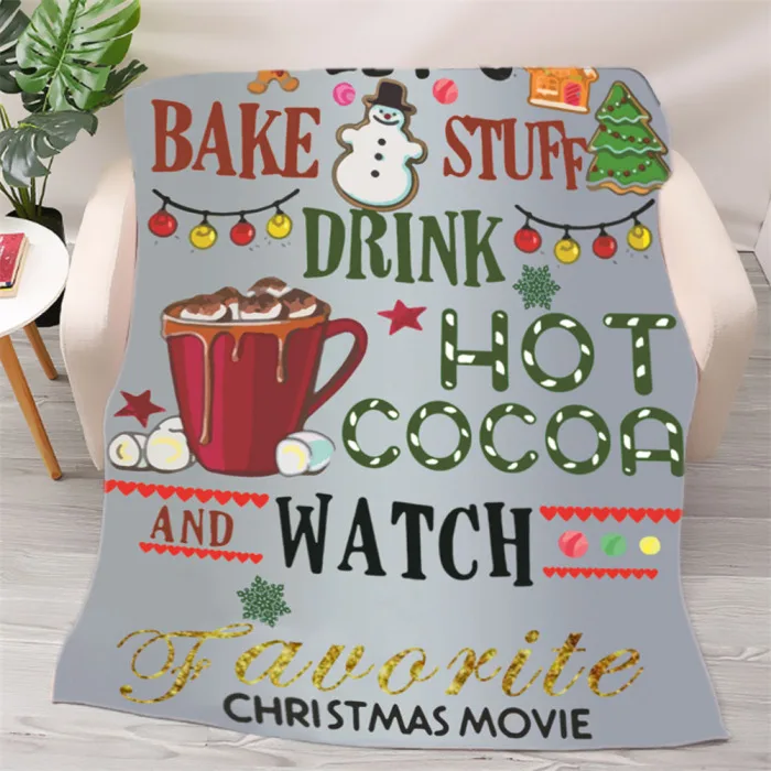 Рождественское тематическое фланелевое одеяло Забавный дизайн кидает в подарок 150x80 см/150x150 см KSI999