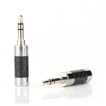 

2 Pcs hi-end Rhodium Plated 3.5mm Male Mini STEREO AUDIO JACK Plug Carbon Fiber Body 3.5mm jack connector