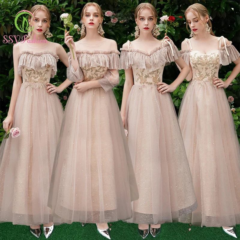 SSYfashion элегантное платье подружки невесты с вырезом лодочкой на шнуровке сзади