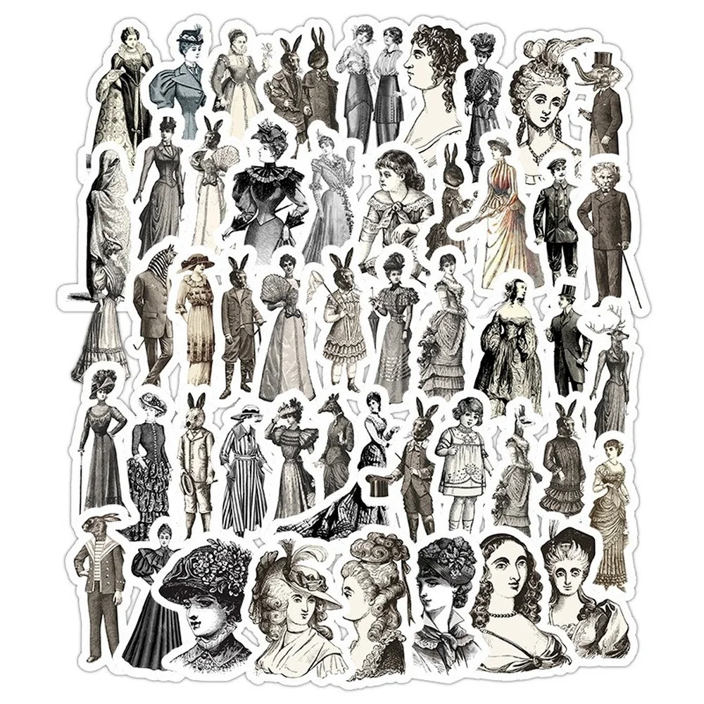 Vintage European Ladies/Tickets Old Peper Stickers DIY Scrapbooking Label Diary Sticker Retro Character Stickers 50Pcs/Pack