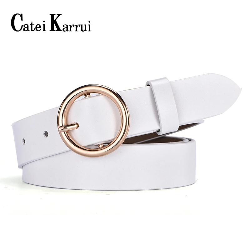 

Catei Karrui Women's fashion Leather Belt, Circle Pin Buckle Belt, Simple and Simple Slim Leather Belt New Circle Pin Buckles