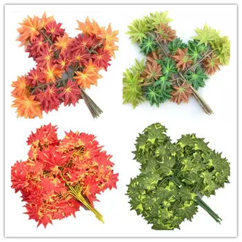 

12pcs Artificial Maple Tree Stems Fake Greenery Red Maple Tree Branches for Wedding Party Supermarket Shop Decoration