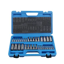 34-piece batching sleeve set high quality chrome vanadium steel metric sleeve head mechanical repair professional tools