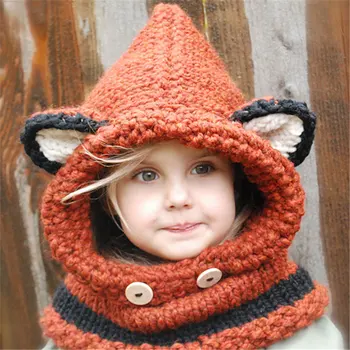 

Fashion Baby Hats for Girls Baby Hat with Scarf Warm Knit Winter Girls Hats Kids Children Cap with Scarf Knitted hat handmade