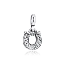 DIY подходит для браслетов Pandora Charms 925 пробы-серебро-ювелирные изделия с надписью Me My Lucky Horseshoe Note бусины