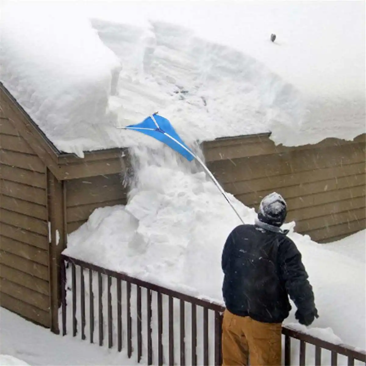 YQYL Tejado nevado Quitar la Nieve rastrillo Pala de Nieve telescópica de Aluminio de aleación de Invierno y el Hielo Pala Extensible Nieve limpiaparabrisas Ajustable 