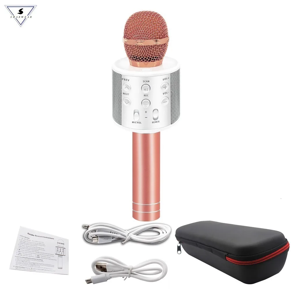 Rose WS858 Bluetooth беспроводной микрофон профессиональный ручной караоке динамик день рождения машина для IPhone Android PC телефоны - Цвет: Rose