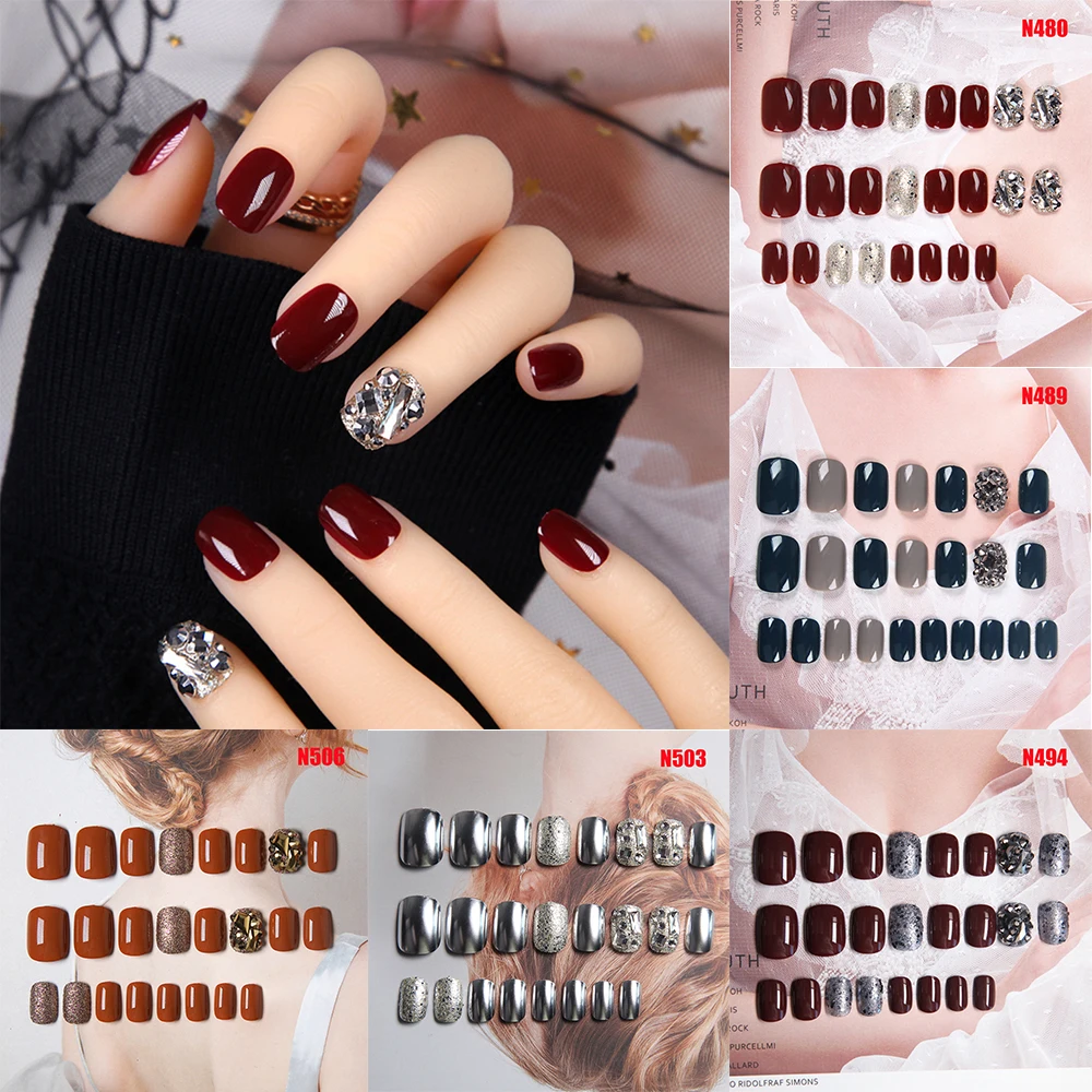 

5 Colors Charming Fake Nail Nude Purple Gradient Design Nail Art False Tips Full Cover False Nails Nail Decoration