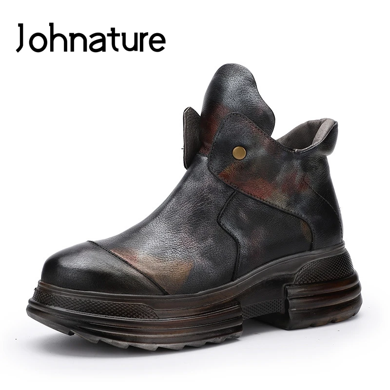 Johnature в стиле ретро Новинка 2019 года сезон осень-зима ботинки на платформе женская