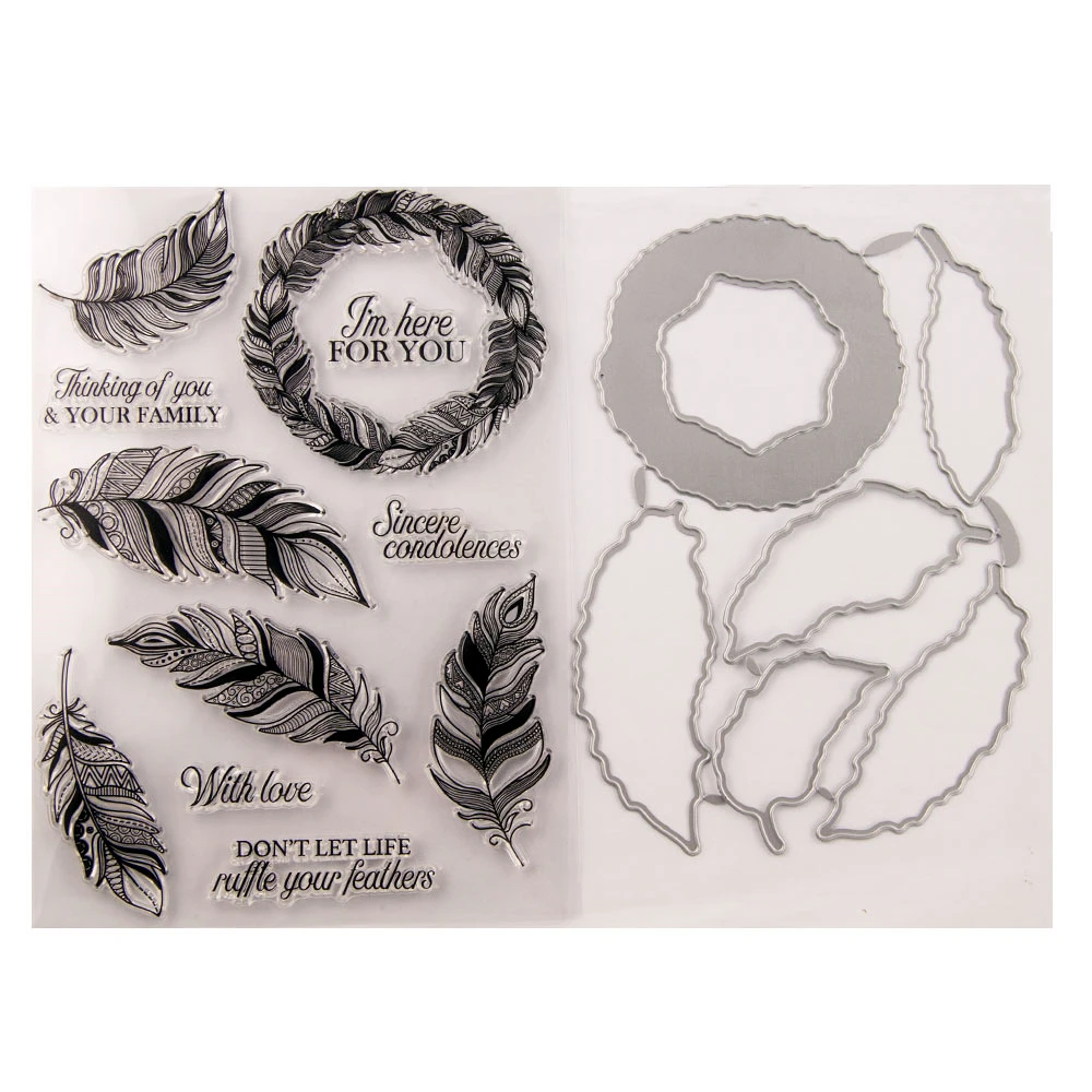 

Silicone Clear Stamps CUTTING DIES For Scrapbooking STENSICLS FEATHER DIY PAPER Album Cards MAKING Transparent RUBBER Stamp