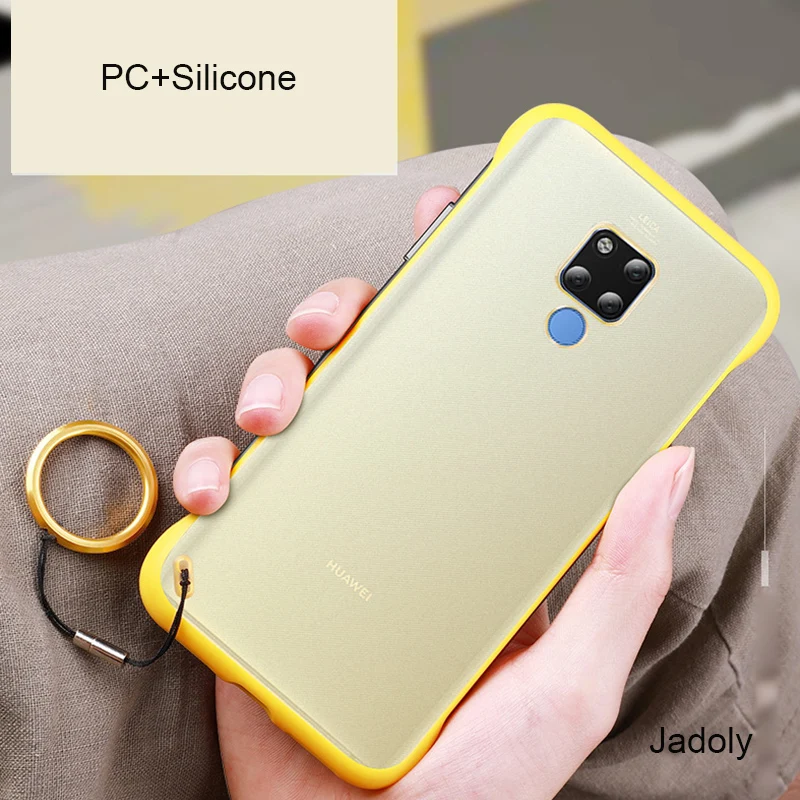 Frameless Transparent Matte Hard Phone Case For Huawei Mate 20 Pro Case Mate 20 Pro Back Cover With Finger Ring Lanyard