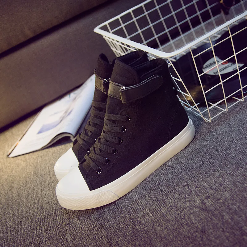 

Canvas Shoes 2019 Women Shoes Fashion Zipper Wedge High Top Solid Color White Shoes Woman Sneakers Tenis Feminino 2