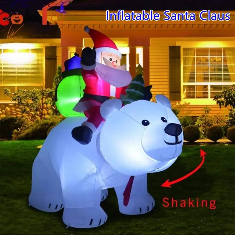 Christmas Santa Claus Outdoor Xmas Elk Pulling Sleigh Decor LED Light Inflatable Santa Claus Christmas Decoration Navidad