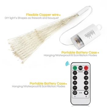 

DIY Fireworks 150LED Fairy String Light Foldable Battery Powered Gerlyanda Remote Control Garland Outdoor Christmas Decoration