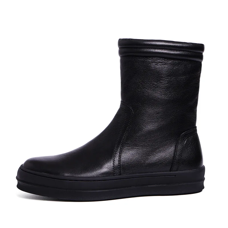 

Men High-ankle Leather Casual Shoes Cowboy Boots Fashion England round-Toe MEN'S Leather Boots Korean-style Middle Boots Martin