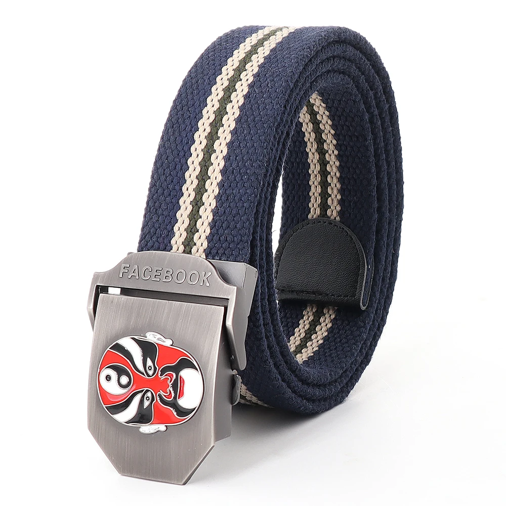 Men&Women Casual Thick Cotton Belt Alloy Buckle Retro Chinese Style Facebook Belt Fashion Quick release Youth Men Belt