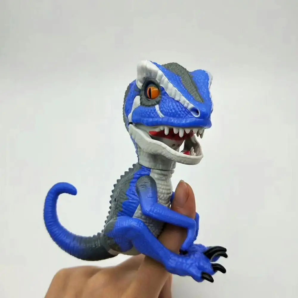 Кончик пальца динозавр электронная интерактивная игрушка для питомцев одомашненный Раптор Брюс палец Динозавр Дети Рождественский подарок игрушки для детей - Цвет: Синий