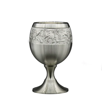 

Oriental Pewter - Liquor Goblet Pewter Pure Tin 97% Lead-Free G6L Hand Carved Beautiful Embossed Handmade in Thailand
