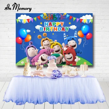 

InMemory Cartoon Oddbods Birthday Party Backdrops For Kids 7 Cute characters Bunting Balloons Photography Backgrounds Custom