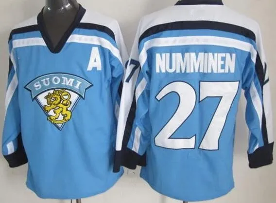 Финская футболка Suomi 27 Teppo number minen 8 TEEMU SELANNE Мужская Вышивка для хоккея сшитая по