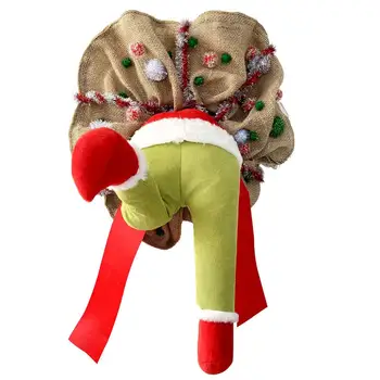 

Christmas Thief Wreath Front Door Burlap Wreath creative funny Christmas wreath for Home decoration props