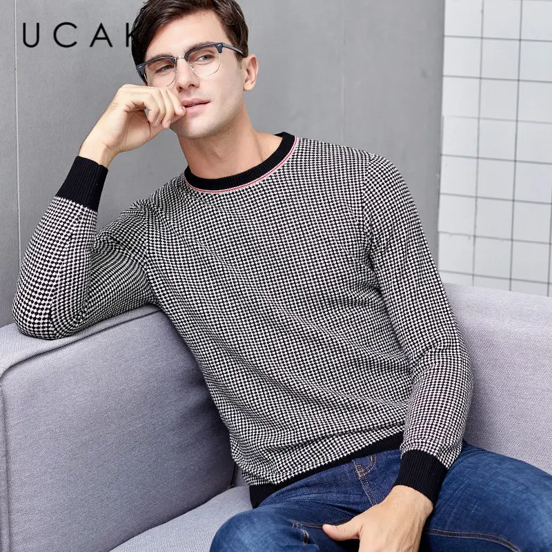 UCAK Brand Merino Wool Sweater Men Streetwear Young Fashion Sweaters O-Neck Pull Homme Autumn Winter Cashmere Pullover Men U3044 UCAK Brand Merino Wool Sweater Men Streetwear Young Fashion Sweaters O-Neck Pull Homme Autumn Winter Cashmere Pullover Men U3044