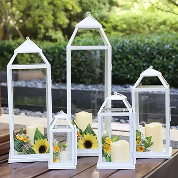 

Nordic Candlestick Retro Table Wedding Decoration Geometric Glass Flower Room Creative Portable Wind Lamp Candle Holder 50X156