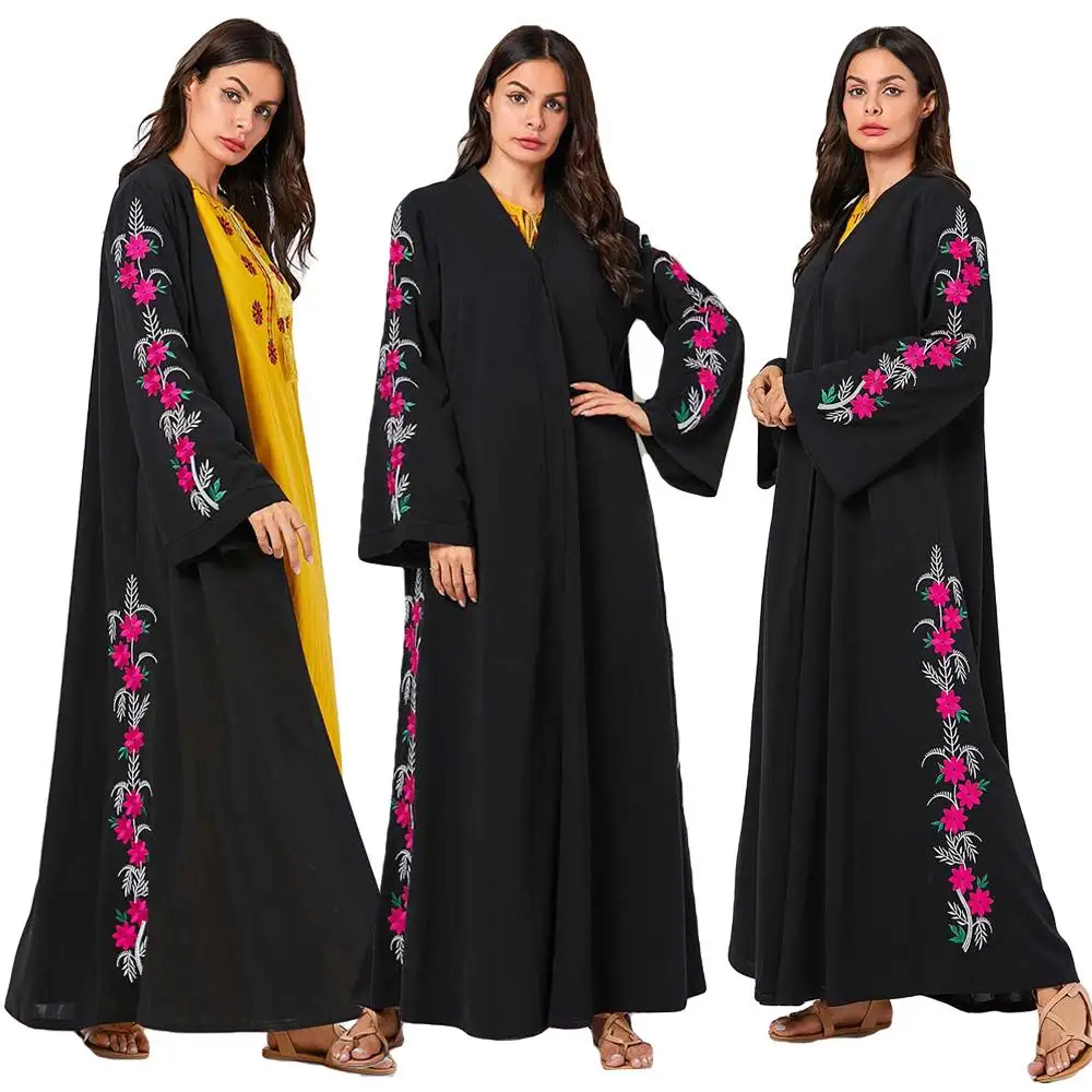 Muslim Kaftan Women Dress Abaya Maxi Islamic Long Sleeve Arab Jilbab Cardigan
