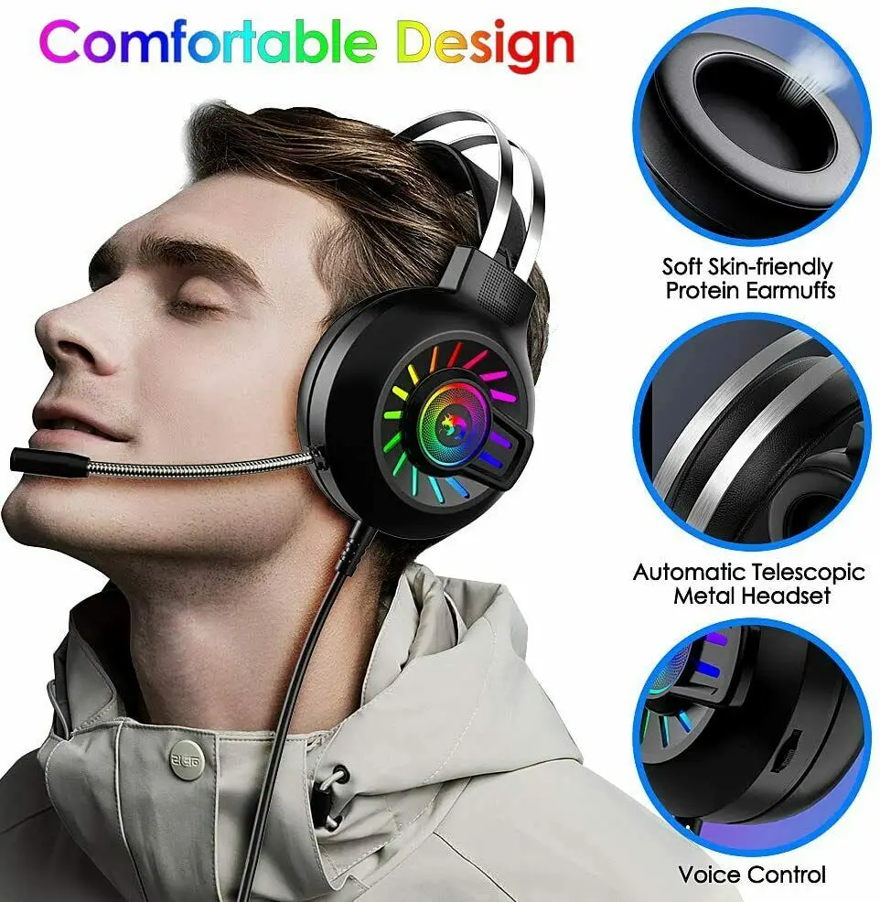 Ottwn M10 Game Headphone Computer headset luminous gaming headset wired chicken 7 1 channel desktop notebook with microphone