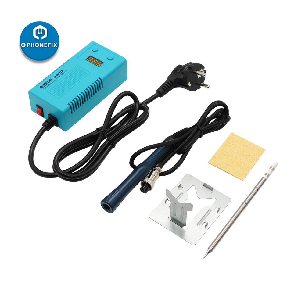 

New BAKON 950D 50W Electric Soldering Iron Temperature Adjustable Mini Portable Digital Soldering Station T13 Welding Iron Tips