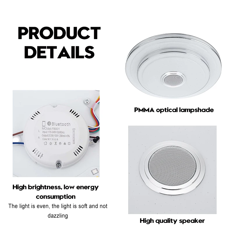 Iluminação para Casa Conduziu a Lâmpada do Teto Luz de Teto Camada Rgb Pode Ser Escurecido Controle Remoto App Música Bluetooth Luz Inteligente 120w - 200w 40cm 2 6 120w 200w 40cm 2 camada rgb pode