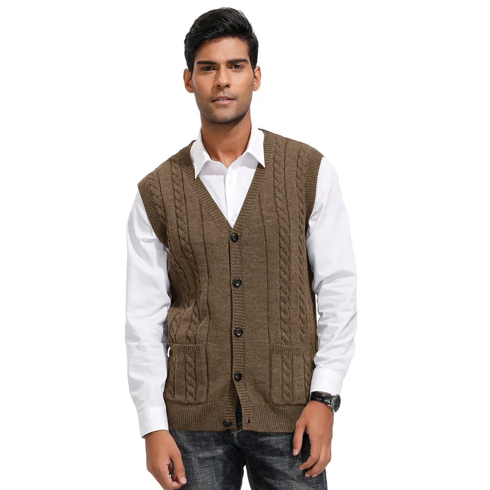 Men suit vest fashion fashion Sleeveless Plaid Checks Mens V-Neck Sweaters vest Loose Solid Button Fit Knitting Casual Clothing