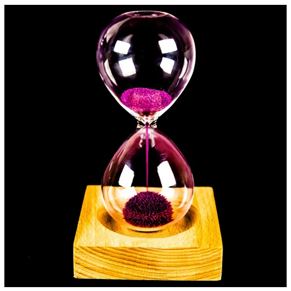GH дерево+ стекло+ железный порошок песок, железо цветущие магнитные Песочные часы с упаковкой песочные часы 13,5*5,5 см Деревянный домашний декор