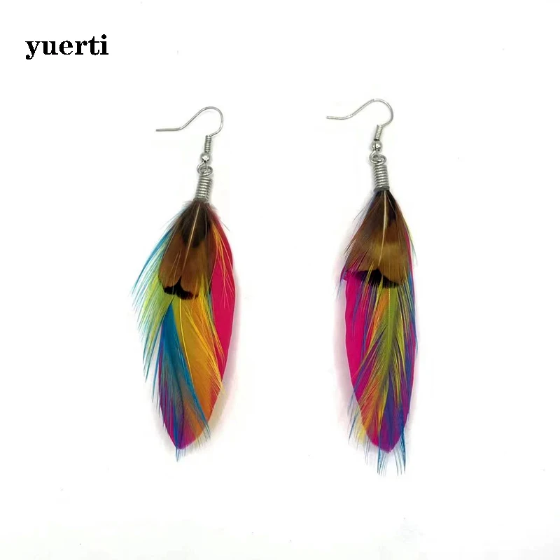 European and American package mail Bohemian feather peacock earrings national female bohemian Fairy Jewelry | Украшения и