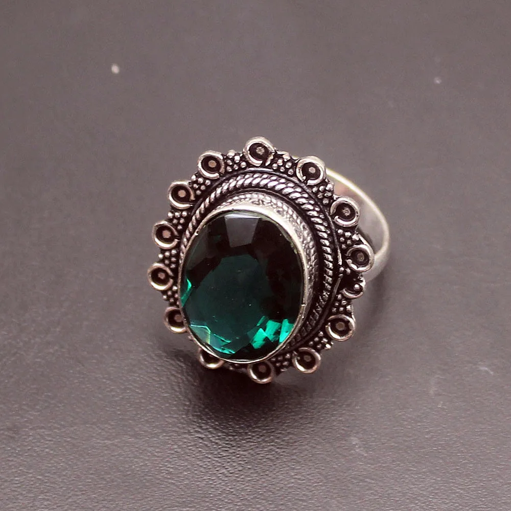 Hermosa Sunny fashion ювелирные изделия овальной формы GreenTopaz 925 серебрянная плоское кольцо красивое кольцо Размер 7,5 A647