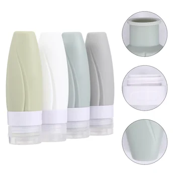 

4pcs Portable Silicone Refillable Subpackaging Bottle Travel Bottle Cosmetics Bottle Storage Bottle for Trip Home
