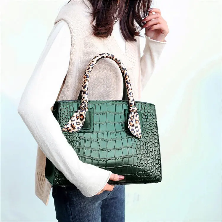 PU Leather Faux Crocodile Print Handbags Purse Fashion fashion crossbody bag for women 2019 Famous brand Brand Shoulder Bags Red (8)