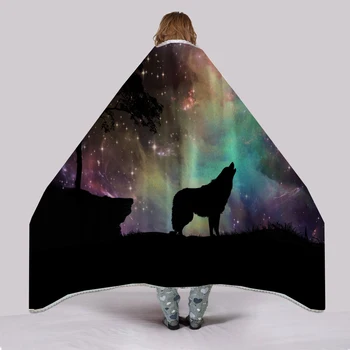 

3D Wolf Printing Nap Blanket Soft Velvet Warm Super Fleece Office Nap Blanket Multifunction Fur Fleece Blanket