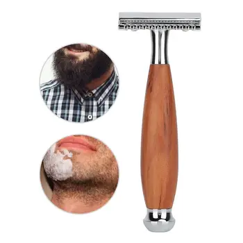 

New Men's Classic Double Blade Safety Shaving Manual Wood Handle Shaver Tool SHAVING RAZOR Barber Tools G0220