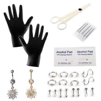 

27PCS Dermal Piercing Kit Tool Set Professional Nose Ear Belly Piercing Needle Sets Cartilage Tools Women Titanium Body Jewelry