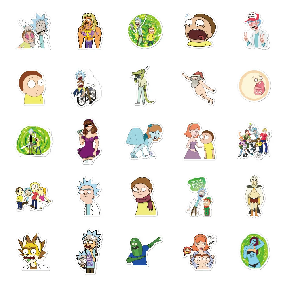 85pcs Rick and Morty Sticker Cosplay Prop Accessories PVC Waterproof Cartoon Anime Stickers for Guitar Suitcase Computer