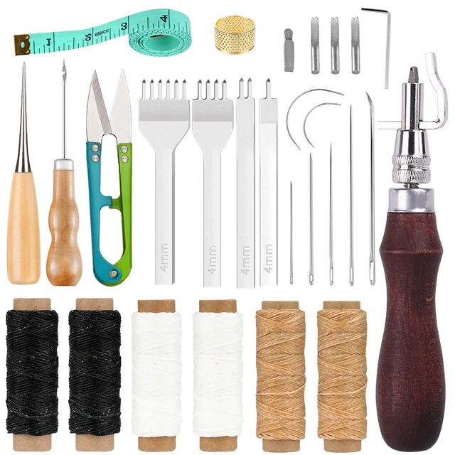 LMDZ Leather Tooling Kit, Sewing Needles,Leather Working Tools and Supplies  with Waxed Thread, Leather Snap Fasteners Kit - AliExpress