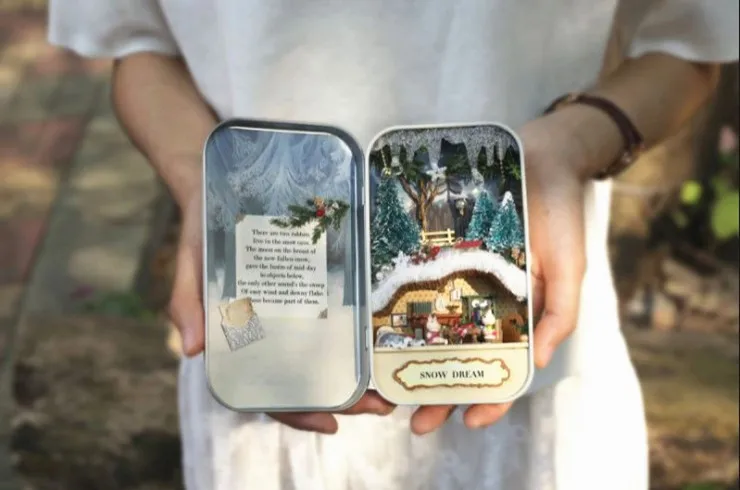Cute Room DIY Model Miniatures Wooden Dollhouse ToysDoll House Furnitures Box Theatre Xmas Gift For children Countryside Notes
