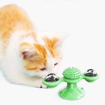 

Pet toy rotating windmill teasing cat toy unblocking bite educational toy molar teeth cleaning dog toy TPR glowing catnip