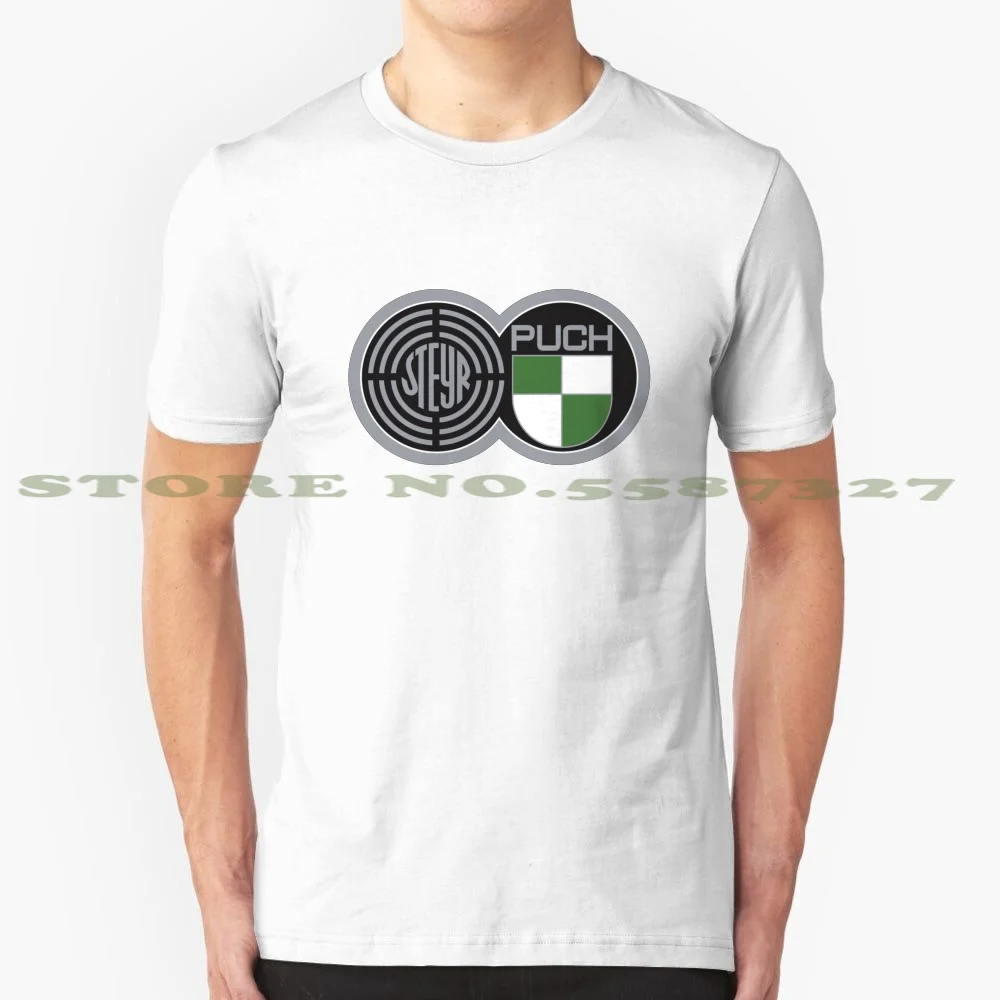 Steyr Puch Logo T3 Syncro Nero Bianco Tshirt Per Uomo Donna Syncro Bullish Bus Offroad 4 X4 Puch Steyr Logo Vintage Antique Trend