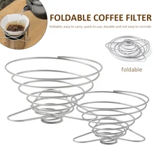 Foldable Coffee Filter Cup Spring Stainless Steel 2-4 Cups Portable Coffee Dripper Filter Holder Kitchen Camping Tool